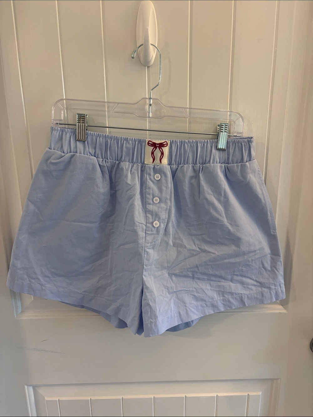 Le Lis Light Blue Cotton High-Waist Boxer Shorts